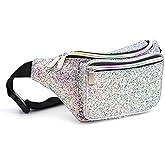 Holographic Rave Silver Purple Gravel Glitter Fanny Pack For Women Grils Festival Waist Belt Bags -Silver Purple Gravel