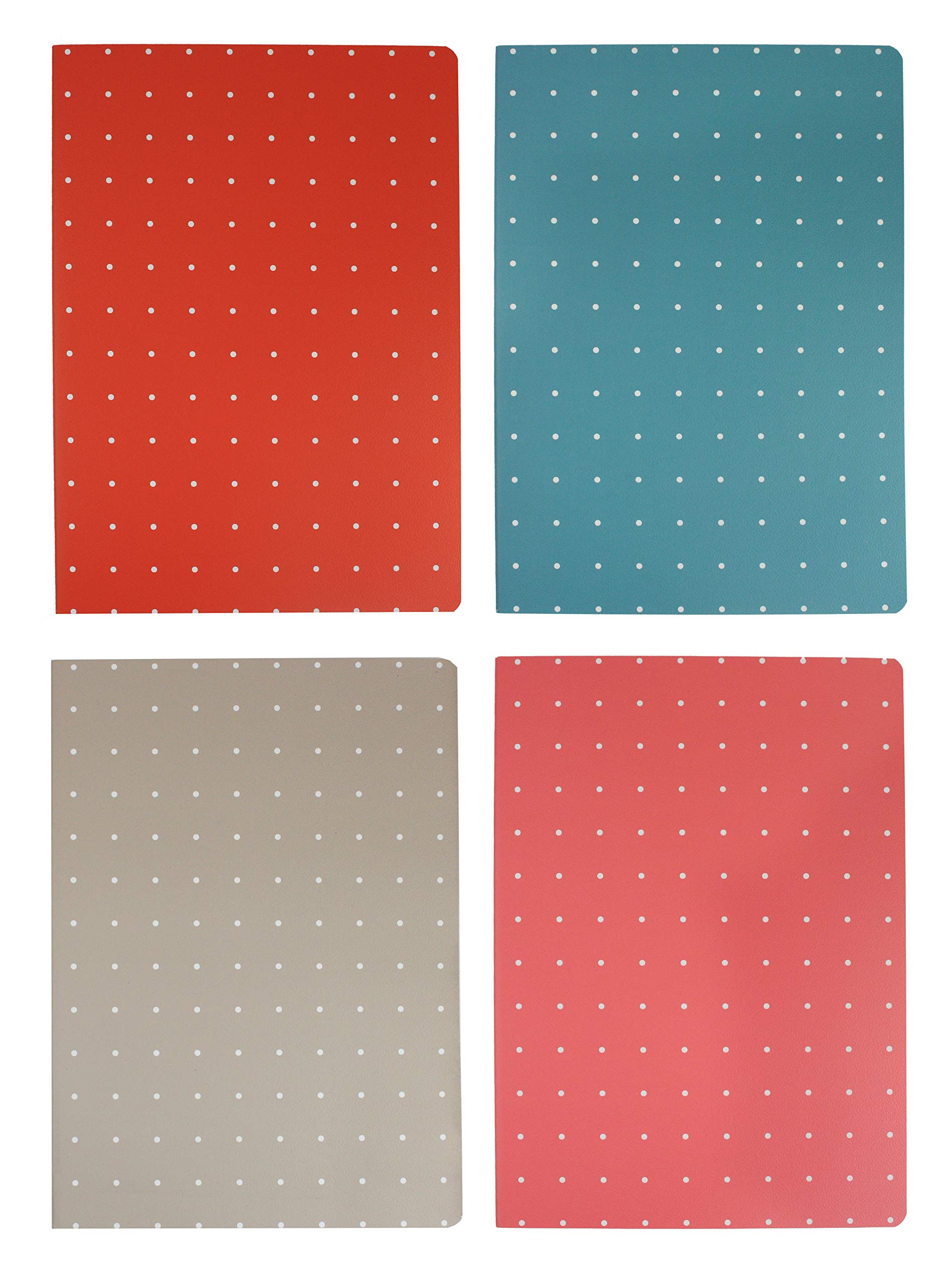 Emartbuy Dots Soft Cover Exercise Book Diary Notebook Ruled B5 Size 32 Sheets (64 Pages) - Set of 4