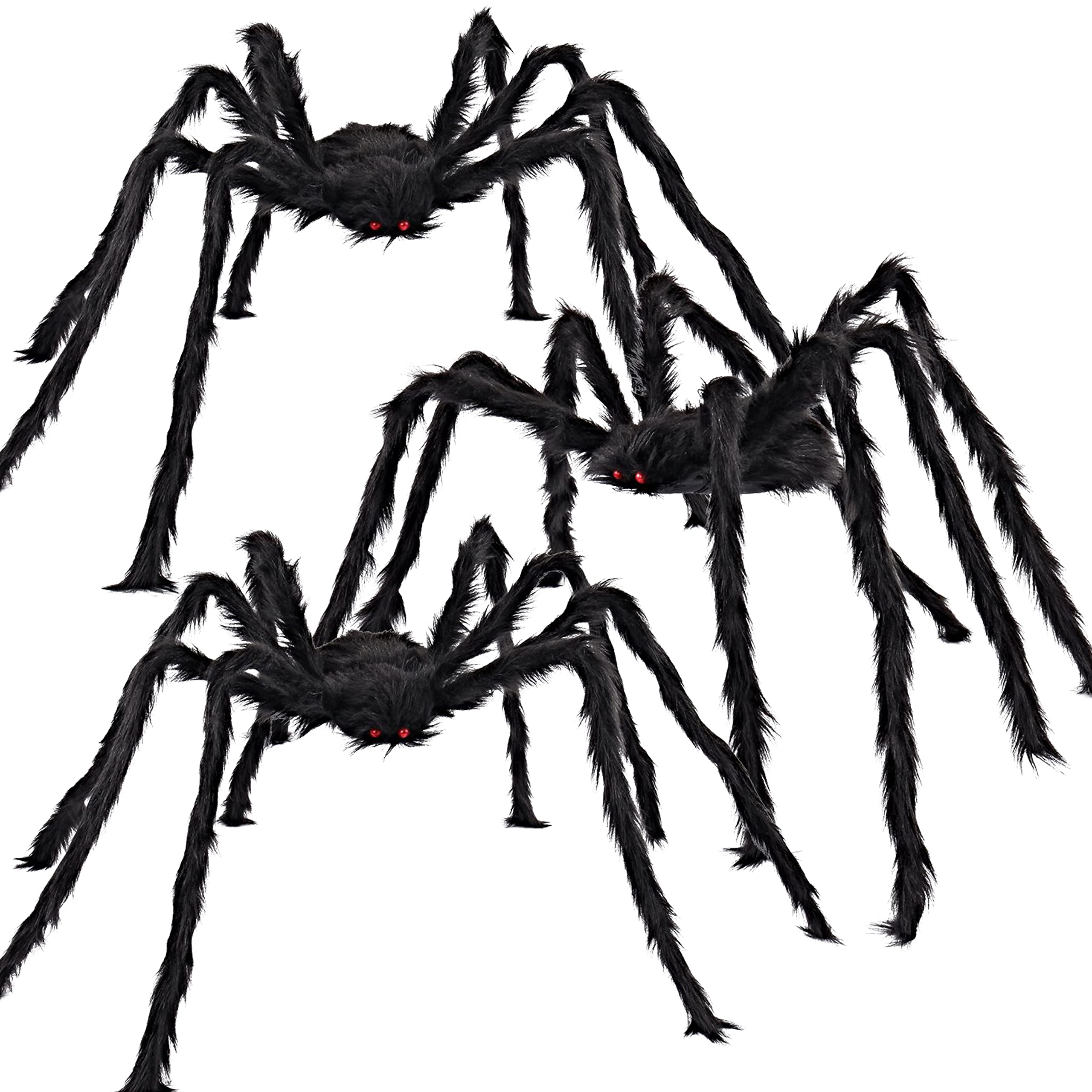 Photo 1 of JOYIN 3 Pcs Halloween Spiders Outdoor Decoration, Halloween Decor Outside, 5 Ft Large Hairy Giant Multi Color Spider Set for Yard Lawn Porch Decor Indoor Haunted House Scary Prop?59?Black?