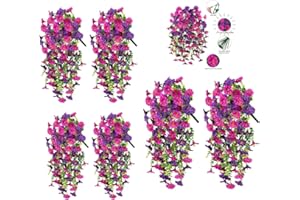 Artificial Hanging Flowers, 69 Heads UV Resistant Artificial Outdoor Flower, Faux Silk Morning Glory,Faux Silk Morning Glory 