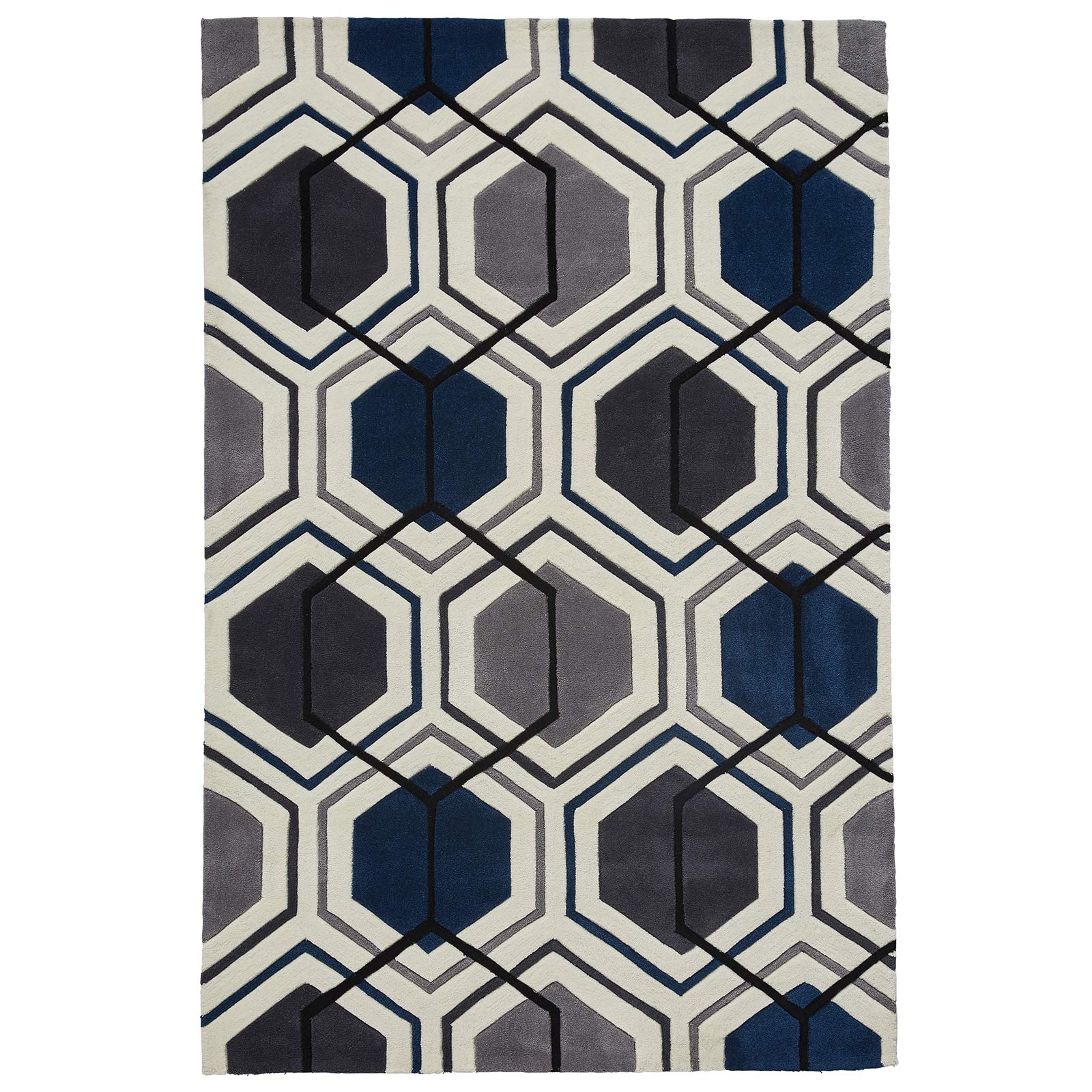 Rugs Direct Rug, Polypropylene, Grey/Navy, W150cm x L230cm