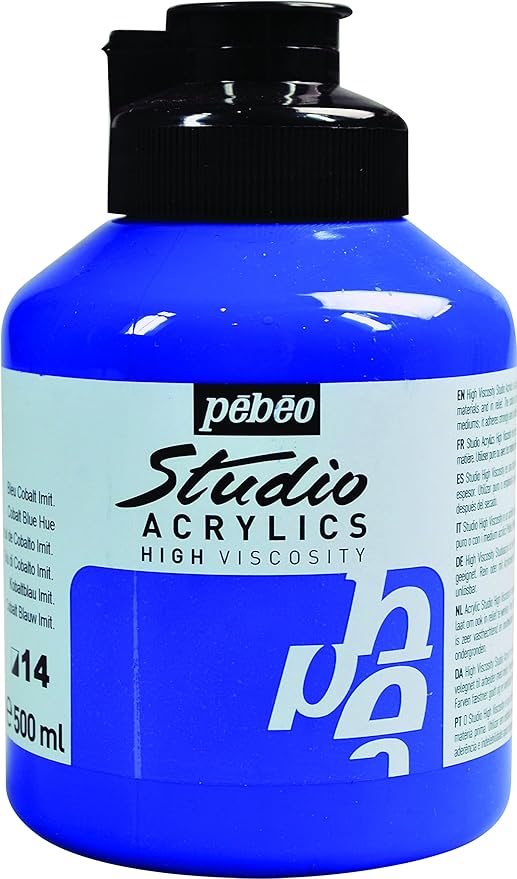 PEBEO 500 ml Studio Acrylic Paint, Cobalt Blue Hue Amazon.co.uk