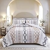MOVE OVER Beige and Gray Tufted Comforter Set Queen Size 5 Pieces Bohemian Style Geometric Tufted Bedding Set Farmhouse Boho Aztec Comforter Set with 2 Decor Pillow Covers for Room Decor
