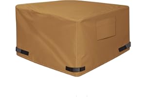 NEXCOVER Square Fire Pit Cover - Waterproof 600D Heavy Duty Fabric with PVC Coating, Fits Square Outdoor Fire Pit or Table 52"Lx 52"Wx 24"H, Premium Patio Outdoor Cover, Brown.