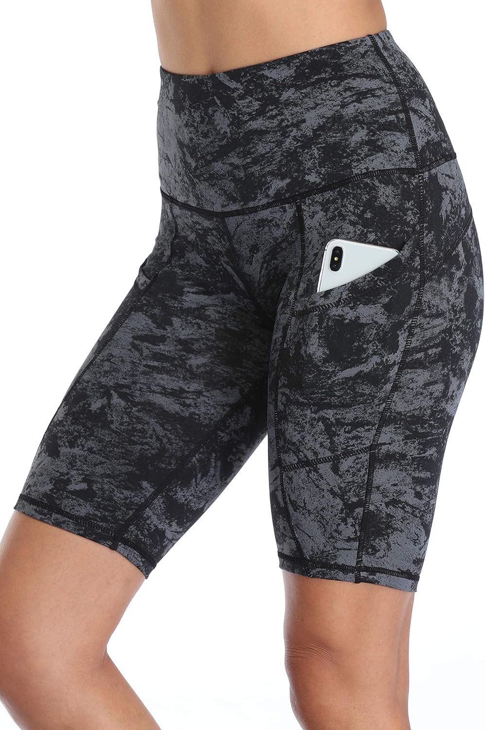 Oalka Women's Short Yoga Side Pockets High Waist Workout Running Shorts: Clothing
