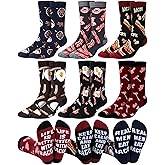 Haysandy 6 Pairs Funny Food Socks for Men Valentine Novelty Snack Socks Lovers Gift for Peppers Bacon Hot Dogs Burger Pizza