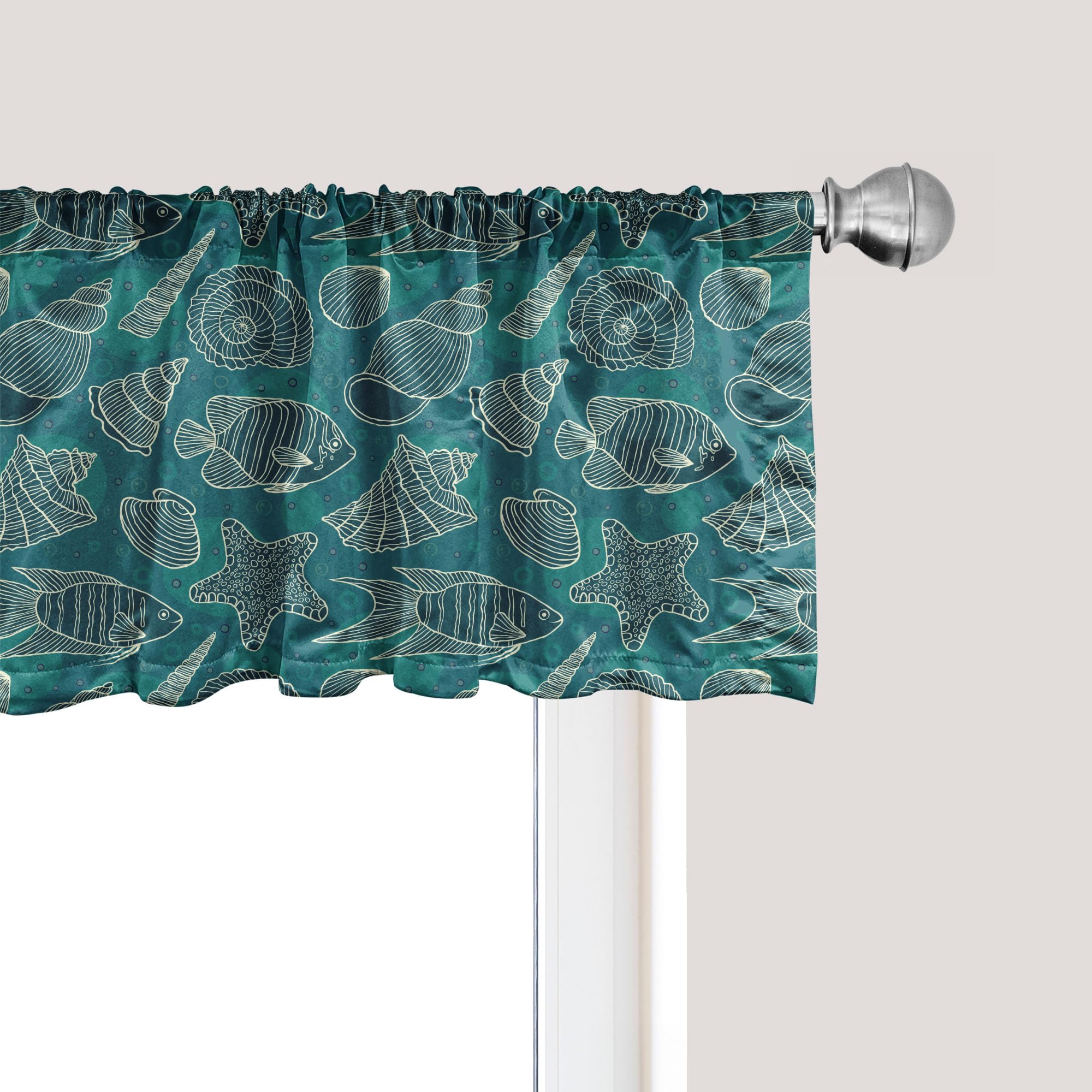 Ambesonne Sea Shells Window Valance, Nautical Ocean