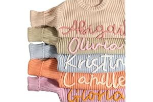 personalized name baby sweater, custom knitted sweatshirt hand-embroidery round neck long sleeve pullover sweater fall winter
