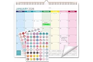 Apeso Wall Calendar 2026-2027 Academic Year, Family Large Monthly Calendar Canada Francais for Wall Fridge, Mom 18 Months Dai
