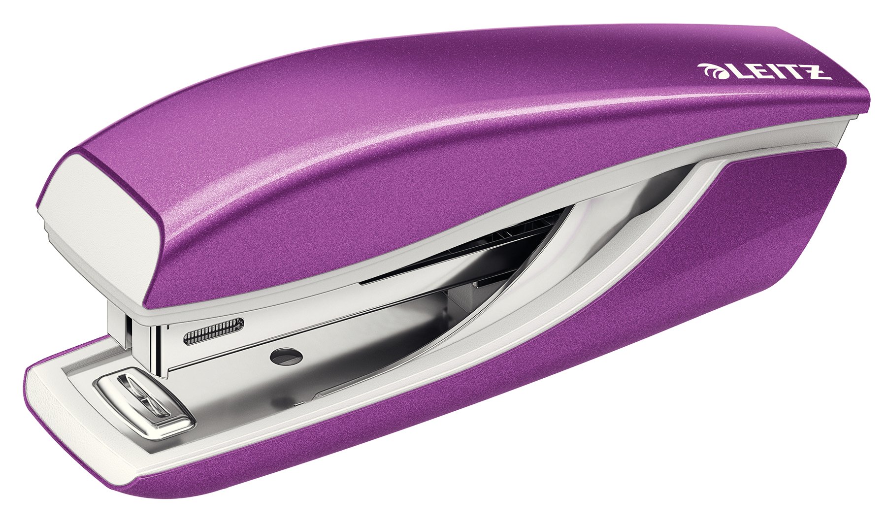 Leitz Mini Stapler, 10 Sheet Capacity, Ergonomic Metal Body, Includes Staples, WOW Range, 55281062 - Purple