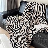 Fluffy Fleece Throw Blanket for Couch, Soft Cozy Black and White Zebra Blankets Fuzzy Thick Twin Blanket for Women, All Seasons (50x70 Inch)