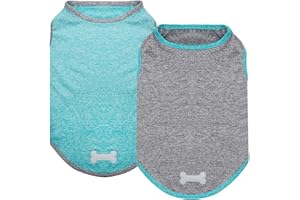 KYEESE 2 Pack Dog Shirts Quick Dry Soft Stretchy Pet T-Shirts with Reflective Label Tank Top Sleeveless Vest Sun Protection Dog Clothes for Small Medium Dogs, Medium, Grey+Blue