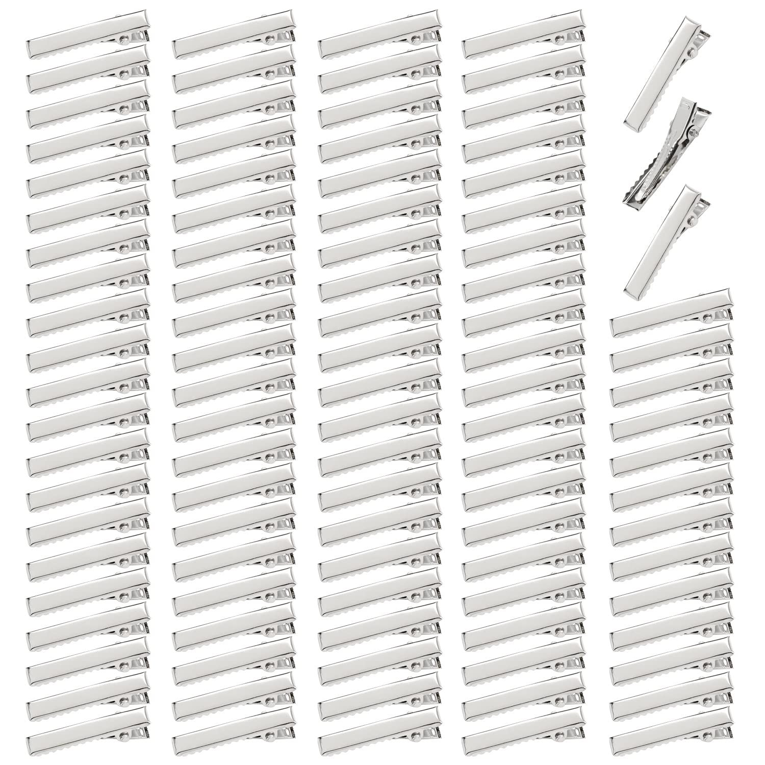 100 Pack Small Plain Silver Duckbill Alligator Metal Hair Clips Crocodile Clips Hair Pins Sectioning Curl Clips Barrettes Craft DIY Accessories for Women Girl (30mm)