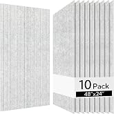 Olanglab Acoustic Wall Panels, 10 Pack, 48" x 24", Silver Gray | Acoustic Panels Sound Absorbing for Walls &amp; Ceilings in Home Studios, Offices &amp; Media Rooms. Easy-to-Cut