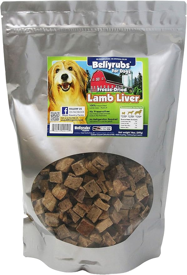 Bellyrubs FreezeDried Lamb Liver Treats for Dogs 14oz