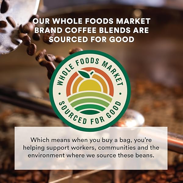 WHOLE FOODS MARKET, ORGANIC SIERRA BLEND GROUND COFFEE, MEDIUM-DARK ROAST, DARK CHOCOLATE & CARAMEL, 12 OUNCE