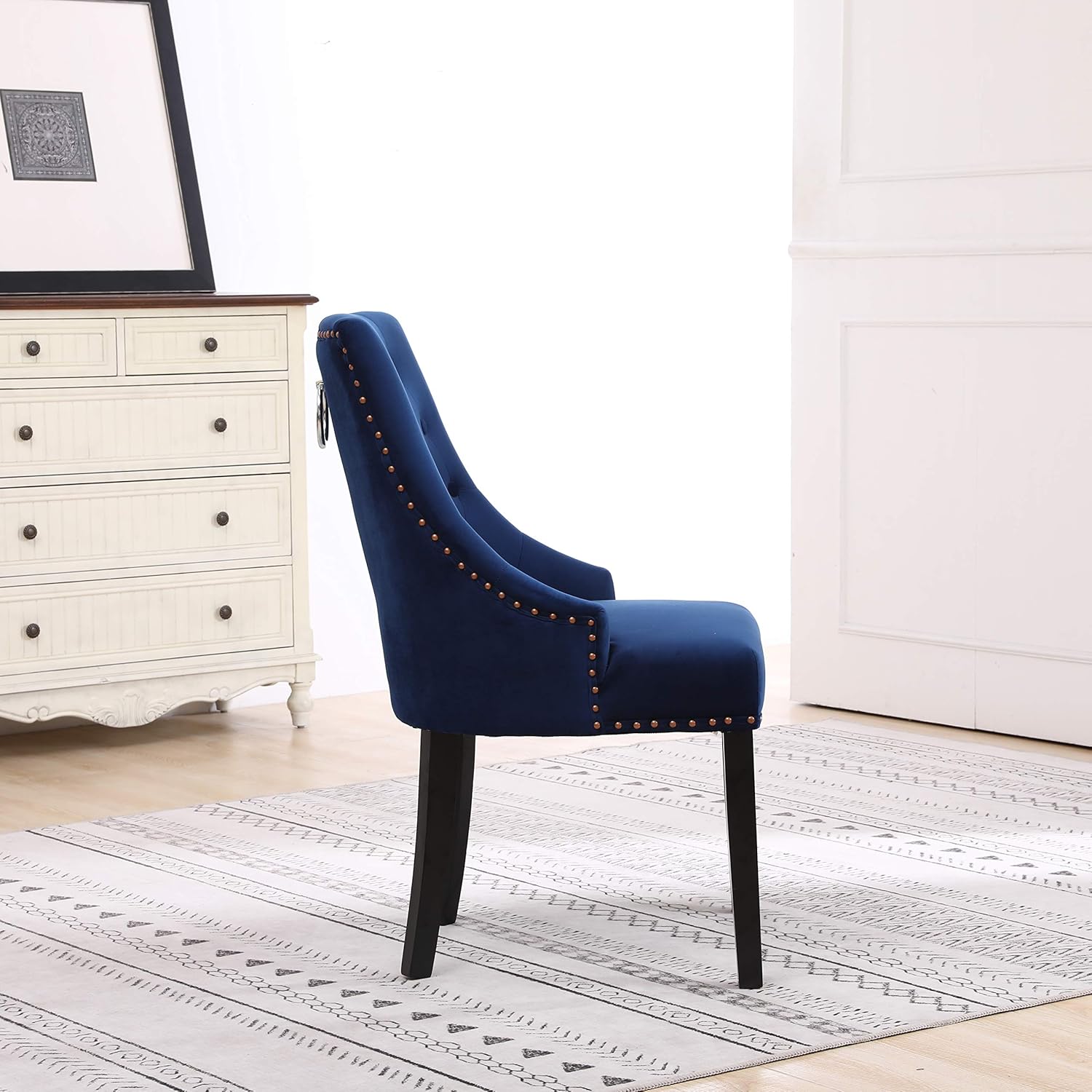 Super Saturday Neo reg 2x High Back Studded Velvet Dining Chair Button