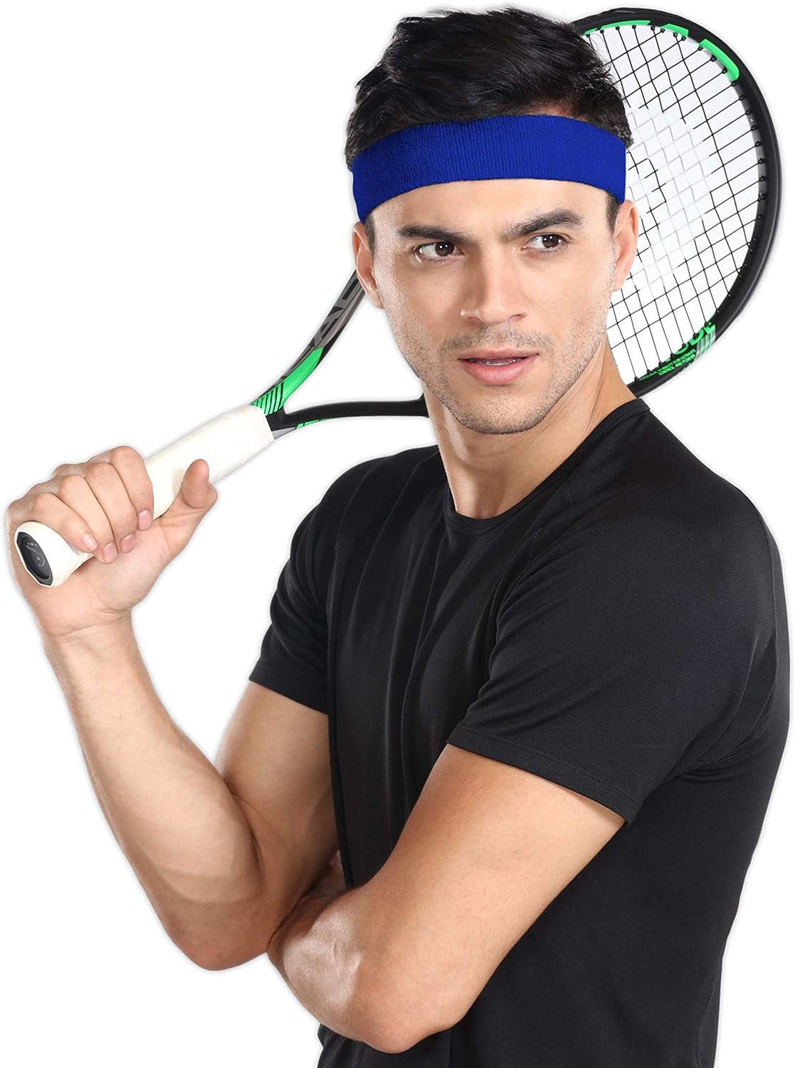 Sweat Headbands - Sports Head Sweatbands for Athletic Men & Women - Stretchy & Soft Cotton Terry Cloth Bands for Working Out, Tennis, Gymnastics, Basketball, Baseball, Football, Running, Gym Exercise : Clothing