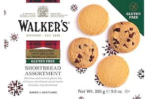 WALKERS Walker’s Gluten Free Shortbread Cookies - 9.9 oz Shortbread Cookie Box - Includes Assortment of Shortbread Rounds and Chocolate Chip Cookies