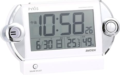 Amazon Co Jp セイコー クロック 目覚まし時計 電波 デジタル 大音量 Pyxis ピクシス Raiden ライデン 白 Nr522w Seiko ホーム キッチン