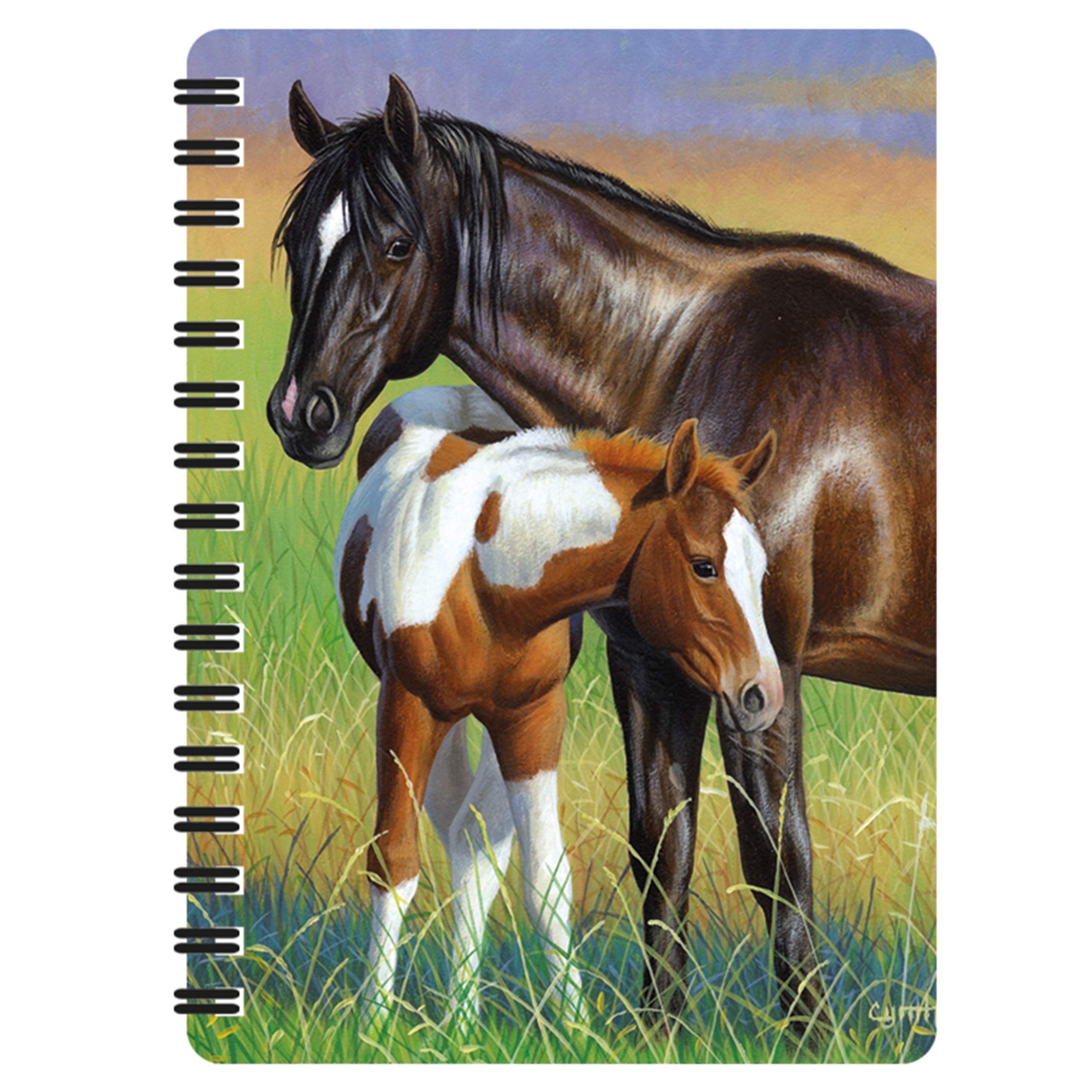 3D LiveLife Jotter - Mare & Foal from Deluxebase. Spiral Bound A6 Notebook with 80 Plain Recycled Pages. Pocket Sized Animal Notepad, Journal or Drawing Book with Horse Cover — image 1