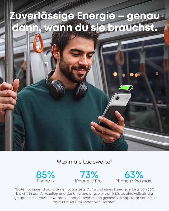 Nano magnetische ultraschlanke Powerbank Qi2 15W