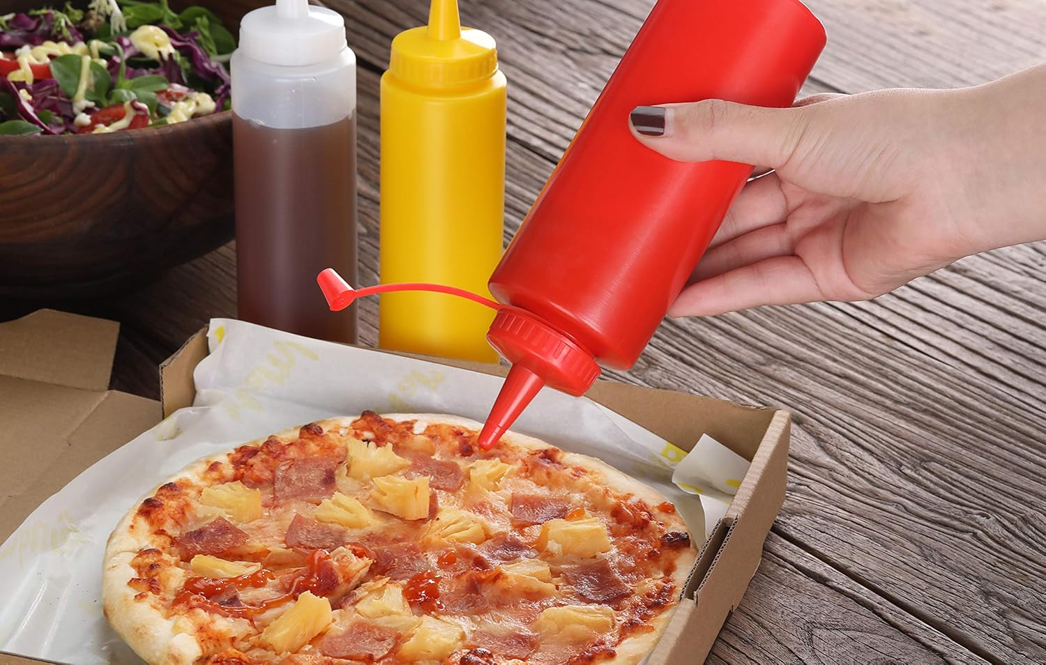 New Star Foodservice 26115 Squeeze Bottles, Plastic, 8 oz, Clear, Pack of 6: Food Dispensers: Kitchen & Dining