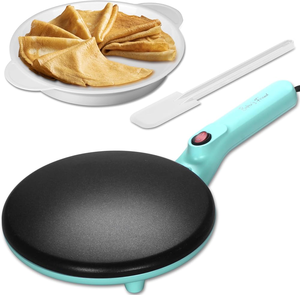Baker’s Friend Instant Crepe Maker 8 Inch Non-Stick 230V UK Plug Aqua