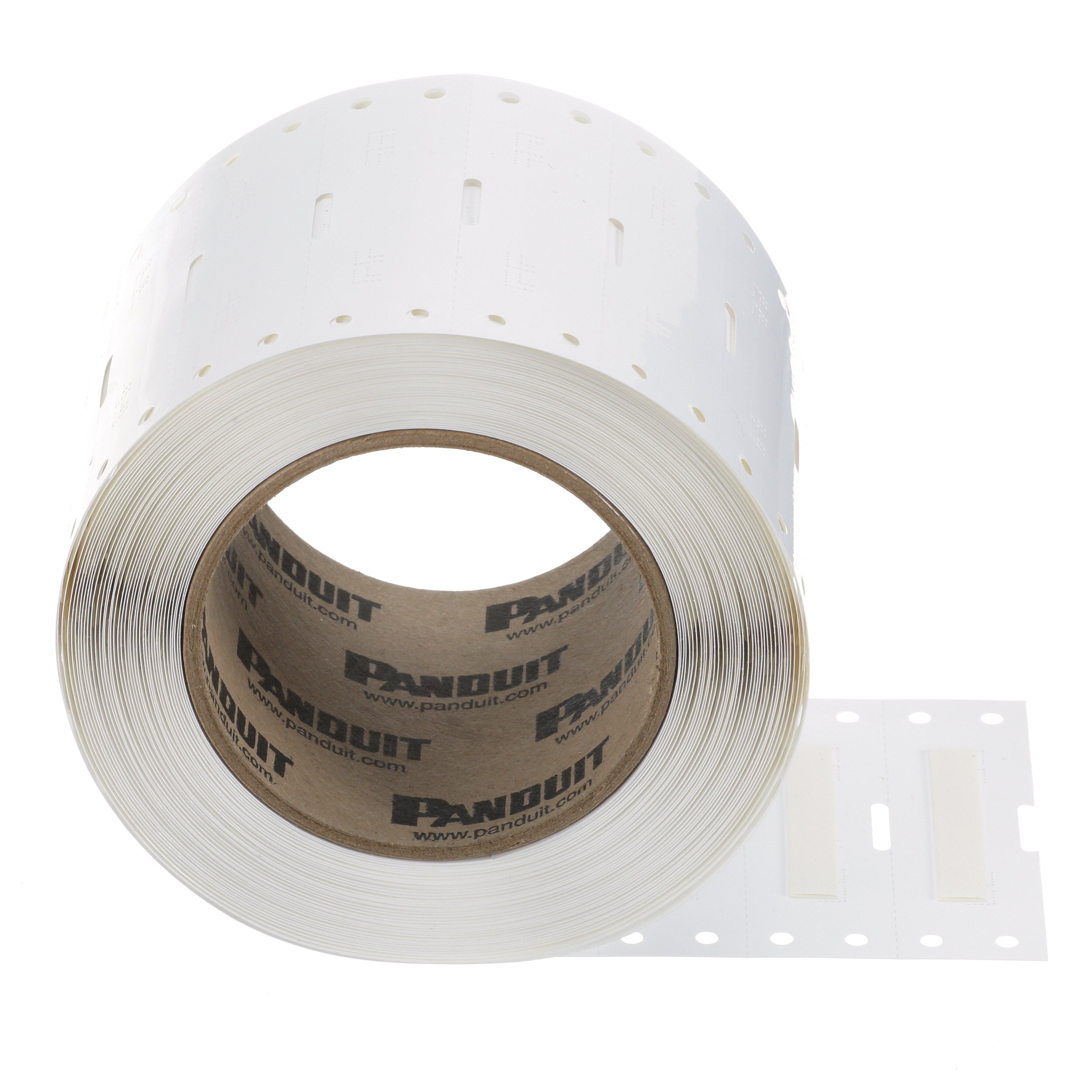Panduit H100X034H1T-B ThermTrans Heatshrink Tubing Labels, 1.00" x 0.34", 3/16" Diameter Polyolefin, White (5,000 Labels per Roll)