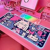 JMIYAV Pink RGB Gaming Mouse Pad 31.5x12 Inch PC XL Large Extended Glowing Led Light Up Desk Pad Non-Slip Rubber Base Computer Cute Mousepad Mat Desk Accessories Gaming Setup 378