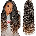 Goddess Locs Crochet Hair - 6 Packs 20 Inch Wavy Faux Locs Crochet Hair for Black Women, Ombre Faux Locs Crochet Hair with Curly Ends Synthetic Braids Hair Extensions (20Inch, T1B-27#)