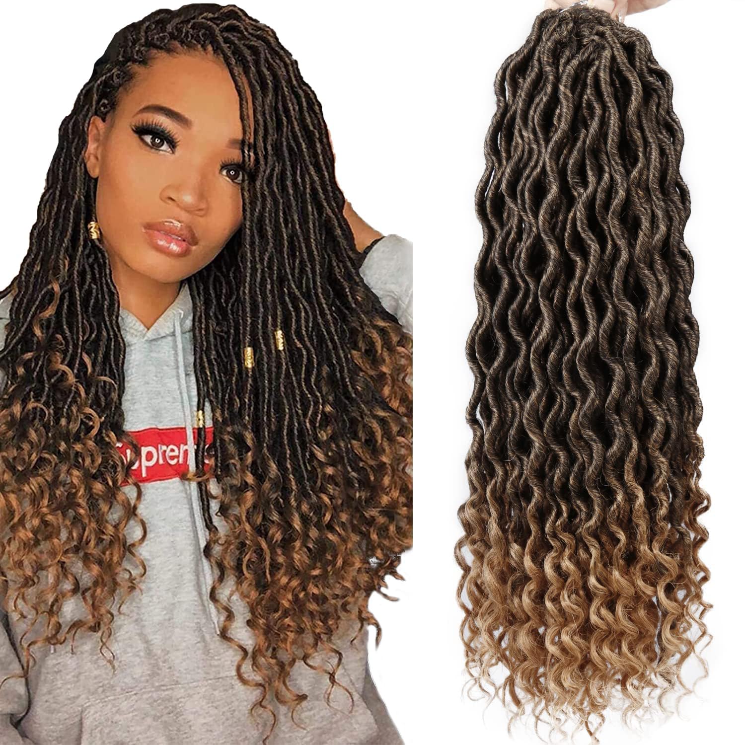 Goddess Locs Crochet Hair - 6 Packs 20 Inch Wavy Faux Locs Crochet Hair ...
