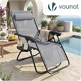 VOUNOT Zero Gravity Chair Folding Sun Lounger Grey Recliner view 2