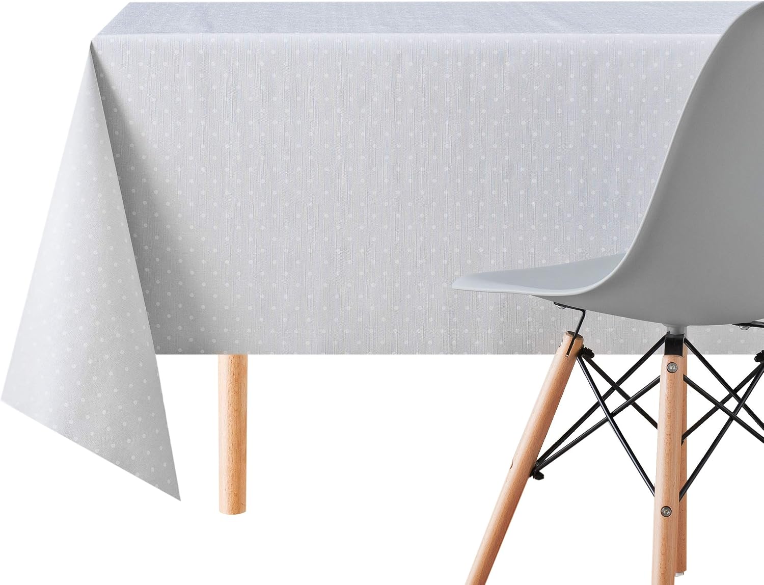 KP HOME Premium Wipe Clean Tablecloth, Polka Dot Waterproof PVC Table Cloth, Rectangular 250 x 140 cm Plastic Table Cover - Image 5