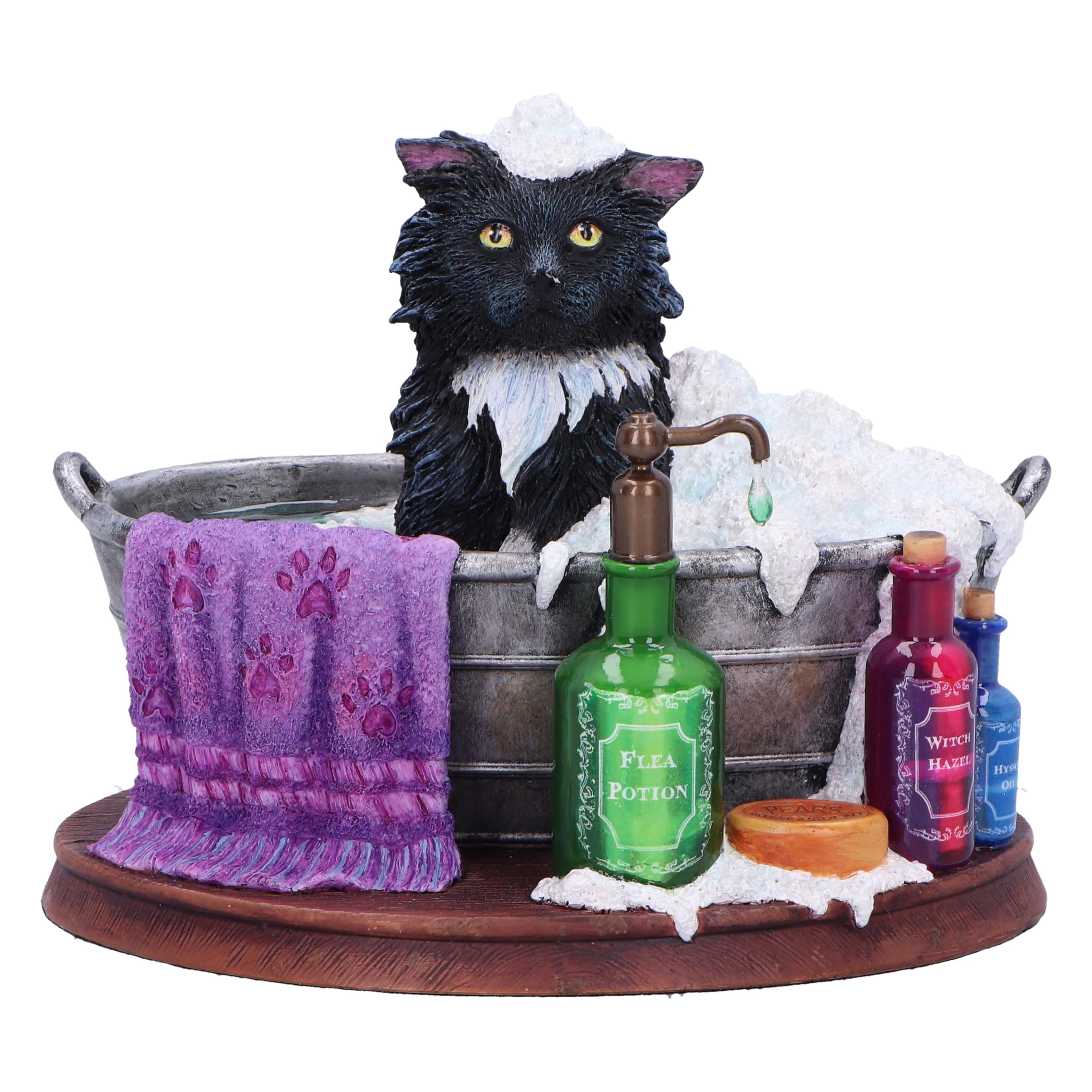 Nemesis Now Lisa Parker Bath Time Figurine 11cm, Resin, Inspired by Bath Time Artwork, Cat in Bath Tub Ornament, Lisa Parker Bathroom Decor, Cast in the Finest Resin, Expertly Hand-Painted