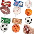 16 PCS Stress Balls Foam Bouncy Balls Valentines Day Cards for Kids Pinata Filler Goodie Bag Stuffers Gifts Basketball Football Party Favor for 4-8 8-12 Treasure Box Toddler Bulk Toys Classroom Prizes