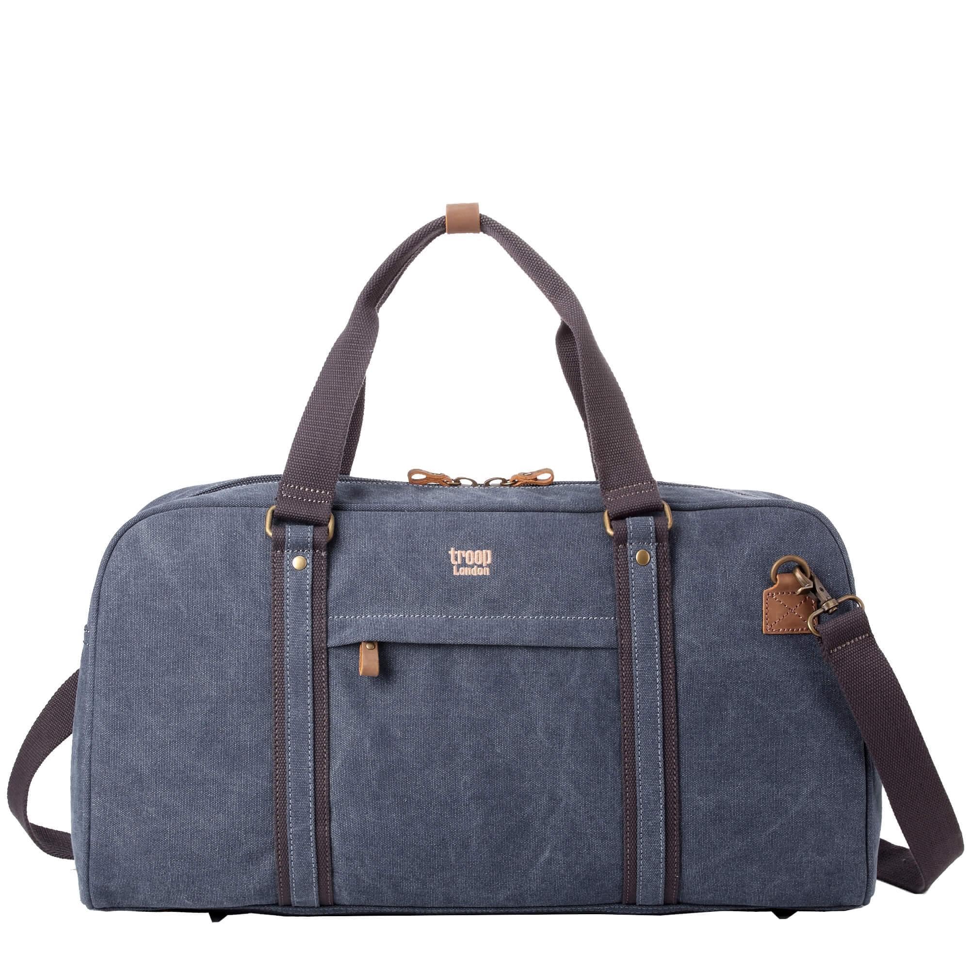 TRP0389 Troop London Classic Canvas Travel Duffel Bag, Large Holdall - Blue