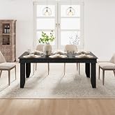 GarveeHome Farmhouse Dining Table for 6-8 People, 71 in Long Kitchen Tables | Wooden Sturdy Frame, 6 ft Large Rectangular Dinner Table for Dining Room, Kitchen, Black, 71" Non-extendable