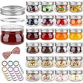 UrSpeedtekLive 24 Pack 4 oz Mason Jars with Regular Lids and Bands, Small Canning Jars, Mini Glass Jars for Honey Jelly Jam Crafts