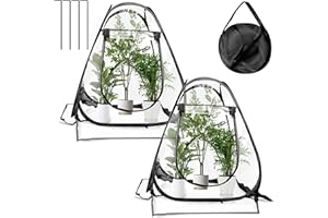 Lenotos Pop Up Greenhouse Cover, Mini Portable Flowerpot Cover, Indoor Outdoor Backyard PVC Flower Shelter, Small Sunshine Room for Cold Frost Protector Gardening Plants (2-Pack)