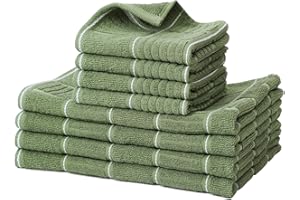 Glynniss Kitchen Towels and Dishcloths Set, Four Dish Towels 16x26 Inches, Four Absorbent Dish Cloths for Washing Dishes 12x1
