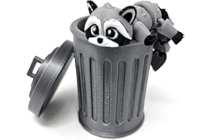 Munnygrubbers - Articulating Fidget Racoon with Trashcan - 3D Printed Movable Racoon - Trash Panda - Fidget Toy - Novelty Gift - Dumpster Fire - Made in USA