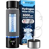 Energilz Hydrogen Water Bottle | 16.2 oz (480 ml) Hydrogen Water Generator | 6000 PPB Hydrogenator Machine | SPE/PEM Ionizer Generator (Black)