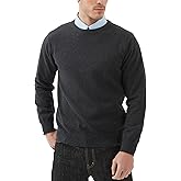 Kallspin Men's Crew Neck Sweater Pullover Regular Fit Pure Cotton Long Sleeve Lightweight Knit Casual Everyday Layering