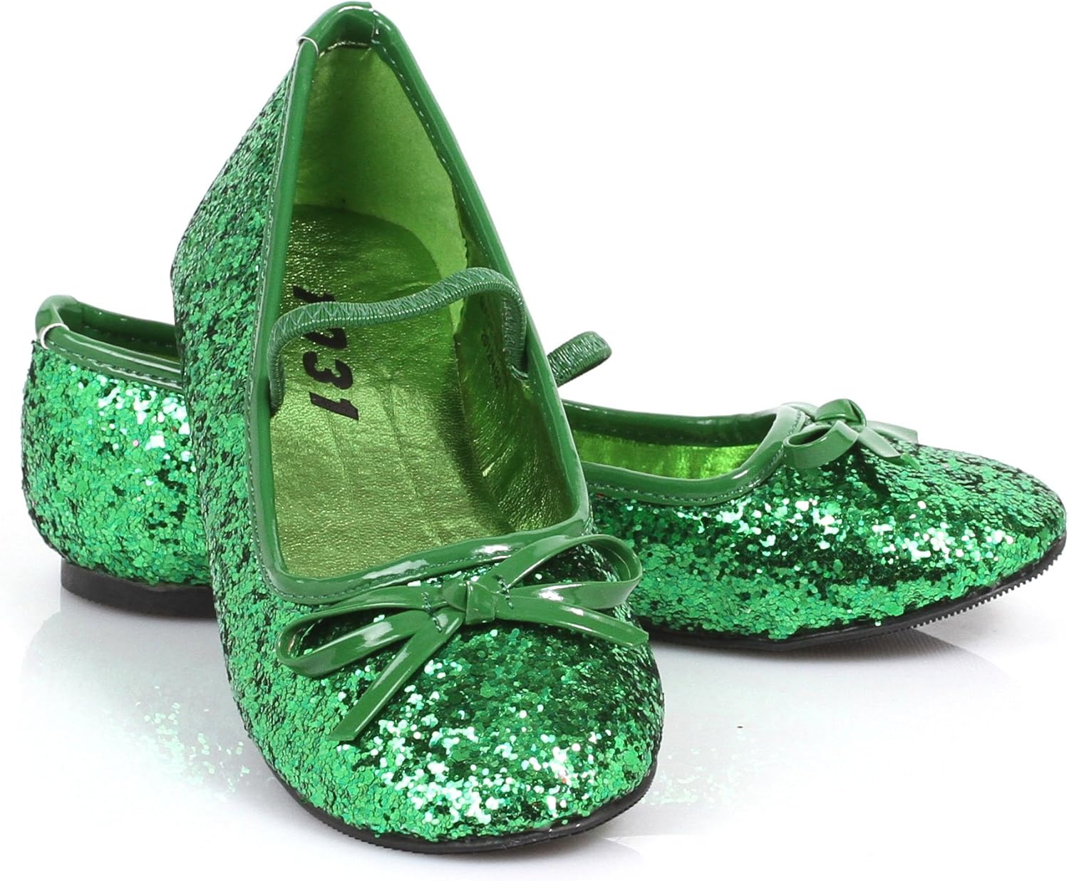 green glitter flats