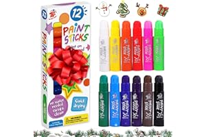 TBC The Best Crafts Tempera Paint Sticks, 12 Classic Colors, Washable, Non - Toxic, Glides Smooth Crayon Paint Sticks for Kid