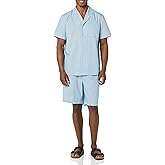 Amazon Essentials Mens Lightweight Woven Short Pajama Set with Notch Collar and Button Loungewear