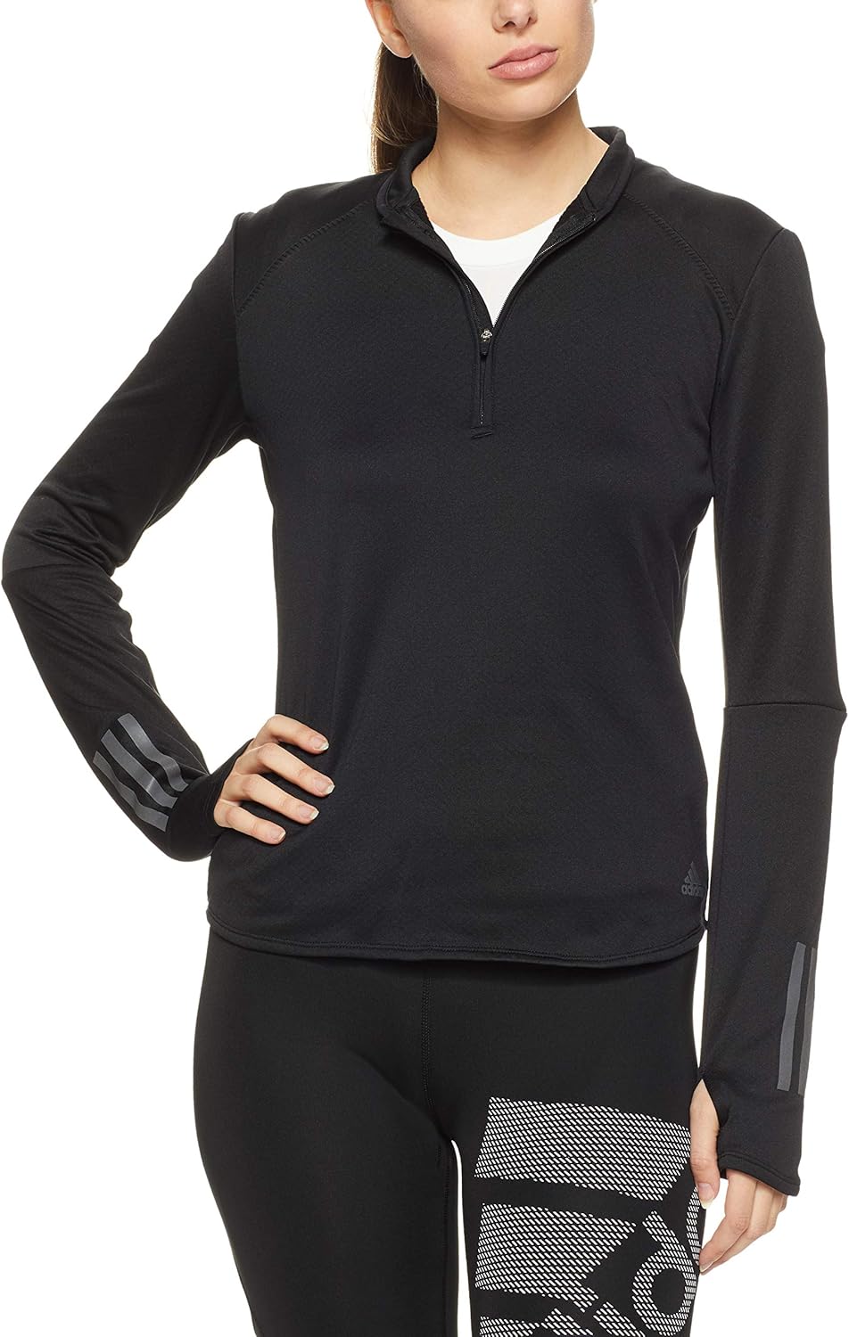 Amazon.com: adidas Response Long Sleeve Â½ zip WomenÃ¢â¬s Running Top, Black, XL: Clothing