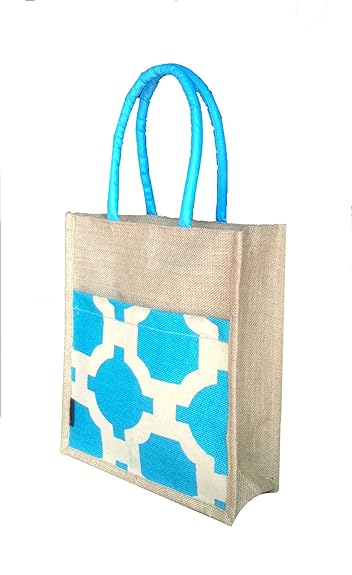 Foonty Daily Use Women Jute Lunch Bag(Turquoise,6301)