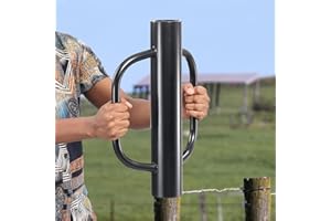 EUIJOIP Fence Post Driver, 12LBS Fence Post Driver with Handle, 2.7 inch Inner Diameter Hand Post Pounder, Heavy Duty T Post Rammer Driver Tool for Wooden Post U Channel Fence Post Metal Post, Black 17 Inch